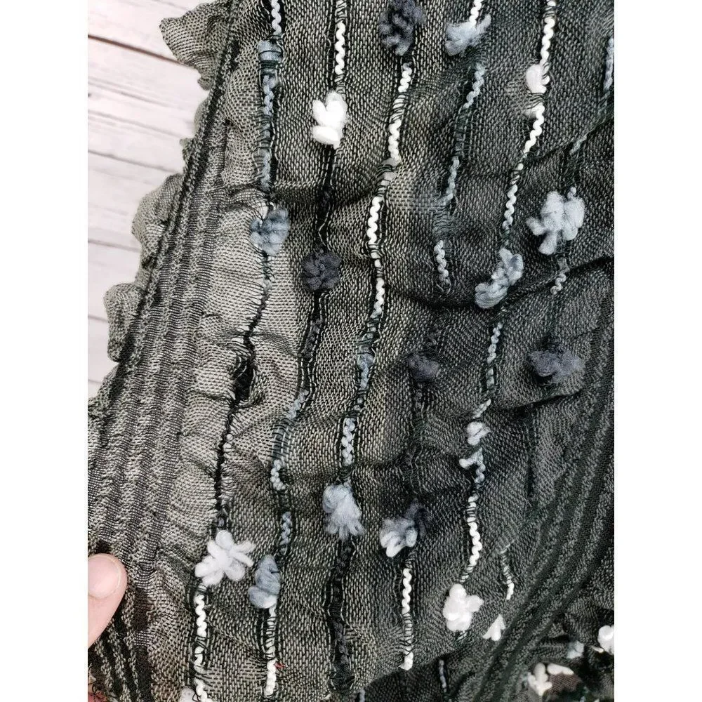 Anthropologie Gray black ombre Ruffle polyester‎ Infinity scarf
